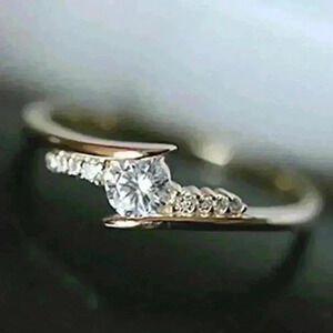 🔥 14K Gold Plated Round Cut Moissanite Delicate Ring, GPMB1553